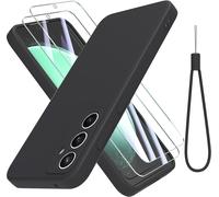 Liquid Silicone Case For Samsung Galaxy S23 Fe 5g With 2 X Tempered Glass, Microfibre Interior Anti-Fall Shockproof Case Cover For Samsung Galaxy S23 Fe 5g ¿ Black