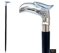liquidation de Produits Vente 50% Cane et bâton de marche ** Symbole de puissance et de force ** SouvNear 95 cm Rare Eagle Head de canne en bois with argent nickelé Poignée décorative