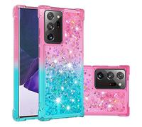 Liquide Coque pour Samsung Galaxy Note 20 Ultra,Paillette Brillante Quicksands Liquide Transparente Antichoc Étui de Protection Silicone TPU Case Housse pour Galaxy Note 20 Ultra,YBLS Pink Blue