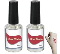 Liquide de cicatrice de maquillage, eau de fausse cicatrice réaliste avec pinceau, maquillages pour Halloween, liquide de cicatrice de collodion rigide, pour scène de costume de fête (2 Pièce)