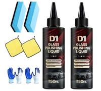 Liquide de Polissage For Vitres D1, Dissolvant de Film Gras For Vitres de Voiture, Nettoyant et Lustrant For Vitres de Voiture, Dégraissant Hydrophobe Antibuée, Spray de Protection(2pcs)