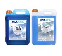 Liquide WC chimique bleu 5 L + réservoir frais 5 L, additif pour eaux noires et eaux grises, caravanes, réservoir de déchets pour campingcars, sanitaires fluides, concentré, liquide potty, WC