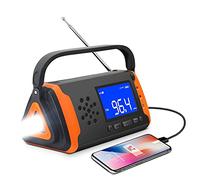 Liquider la Radio Solaire, AM/FM/WB Chargeur de téléphone à manivelle Radio d'urgence avec LED Lampe de Poche, SOS Utilisation d'urgence d'alarme pour Le Camping, la randonnée, l'orange