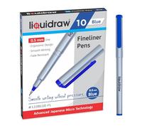 Liquidraw Lot de 10 stylos à pointe fine bleue de 0,5 mm pour artistes, architectes, dessin technique, écriture, calligraphie, croquis et illustrations