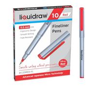 Liquidraw Lot de 10 stylos à pointe fine rouge de 0,5 mm pour artistes, architectes, dessin technique, écriture, calligraphie, croquis et illustrations