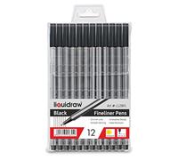 Liquidraw Lot de 12 stylos à pointe fine noire de 0,4 mm pour artistes, écriture, dessin, calligraphie, croquis, design ergonomique, encre résistante à la décoloration