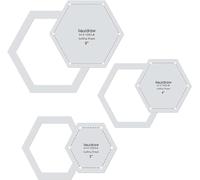 Liquidraw Lot de 3 modèles et règles de matelassage - 7,6 cm, 10,2 cm et 12,7 cm | Forme hexagonale | Pour patchwork, couture, art et artisanat, coupe et design | Acrylique transparent | Facile à lire