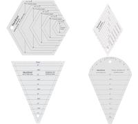 Liquidraw Lot de 4 modèles et règles de matelassage | Tailles de 11,4 cm à 16,5 cm | Pochoirs en acrylique et règles de couture pour patchwork et matelassage | Comprend des formes hexagonales