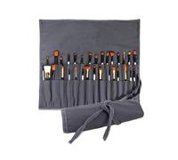 Liquidraw Porte-pinceaux en toile à 30 poches - Gris | Pochette de rangement enroulable pour pinceaux et outils d'art | Facile à transporter | 53 x 45 cm | Également idéal pour ranger les pinceaux de