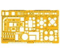 Liquidraw Règle architecturale à l'échelle 1:50 - Pochoir - Fournitures de rédaction technique d'architecture - Symboles de conception de meubles pour intérieur de maison