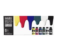 Liquitex 3699430 Basics Fluid - Set acylique - Peinture acrylique à consistance fluide, à séchage rapide, résistante à la lumière, imperméable, à base d'eau, 6 couleurs en flacons de 118 ml