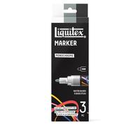 Liquitex 3699481 Marqueurs multisurfaces avec pointes durables et base aqueuse à séchage rapide - couleurs vibrantes - Set Monochromatique (Blanc, Gris et Noir), 3 x 2 mm