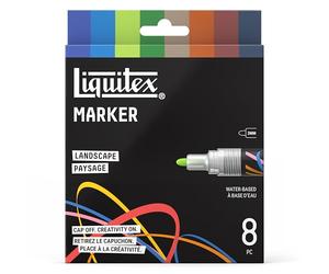 Liquitex 3699488 Marqueurs multisurfaces avec pointes durables et base aqueuse à séchage rapide - couleurs vives sur toile, bois, verre, textiles et bien plus encore - Set Paysages, 8 x 2 mm