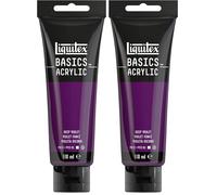 Liquitex 8870011 Basics - Peinture acrylique, peinture artistique monopigmentée, résistante à la lumière, qualité archive, finition satinée, tube de 118 ml - Violet foncé (Lot de 2)