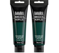 Liquitex 8870026 Basics - Peinture acrylique, peinture artistique monopigmentée, résistante à la lumière, qualité archive, finition satinée, tube de 118 ml - Vert Phtalocyanine (Lot de 2)