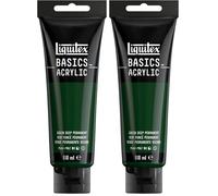Liquitex 8870029 Basics - Peinture acrylique, peinture artistique monopigmentée, résistante à la lumière, qualité archive, finition satinée, tube de 118 ml - Vert foncé Permanent (Lot de 2)