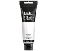 Liquitex 8870032 Basics - Peinture acrylique, peinture artistique monopigmentée, résistante à la lumière, qualité archive, finition satinée, tube de 118 ml - Blanc de titane