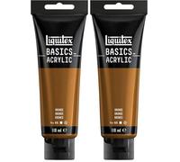 Liquitex 8870057 Basics - Peinture acrylique, peinture artistique monopigmentée, résistante à la lumière, qualité archive, finition satinée, tube de 118 ml - Bronze (Lot de 2)