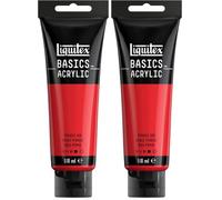 Liquitex 8870061 Basics - Peinture acrylique, peinture artistique monopigmentée, résistante à la lumière, qualité archive, finition satinée, tube de 118 ml - Rouge Pyrrole (Lot de 2)