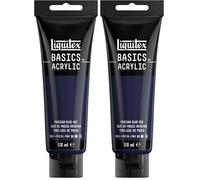 Liquitex 8870066 Basics - Peinture acrylique, peinture artistique monopigmentée, résistante à la lumière, qualité archive, finition satinée, tube de 118 ml - Bleu De Prusse Imitation (Lot de 2)