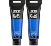 Liquitex 8870068 Basics - Peinture acrylique, peinture artistique monopigmentée, résistante à la lumière, qualité archive, finition satinée, tube de 118 ml - Bleu Fluorescent (Lot de 2)