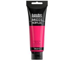 Liquitex 8870071 Basics - Peinture acrylique, peinture artistique monopigmentée, résistante à la lumière, qualité archive, finition satinée, tube de 118 ml - Rose Fluorescent
