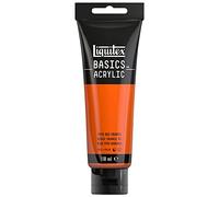 Liquitex 8870077 Basics - Peinture acrylique, peinture artistique monopigmentée, résistante à la lumière, qualité archive, finition satinée, tube de 118 ml - Rouge Orange Vif