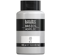 Liquitex 8870343 Basics - peinture acrylique, peinture artistique monopigmentée, résistante à la lumière, qualité archive, finition satinée, pot de 400 ml - Argent