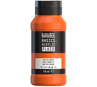 Liquitex 8870384 Basics Fluid - Peinture acrylique à consistance fluide, à séchage rapide, résistante à la lumière, imperméable, à base d'eau, Flacon de 118 ml, Rouge Orange Vif