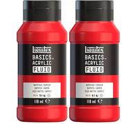Liquitex 8870387 Basics Fluid - Peinture acrylique à consistance fluide, à séchage rapide, résistante à la lumière, imperméable, à base d'eau, Flacon de 118 ml, Rouge Naphtol Carmine (Lot de 2)