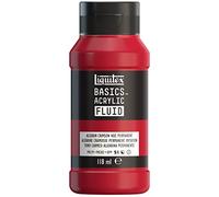 Liquitex 8870389 Basics Fluid - Peinture acrylique à consistance fluide, à séchage rapide, résistante à la lumière, imperméable, à base d'eau, Flacon de 118 ml, Alizarine Cramoisie