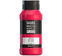 Liquitex 8870390 Basics Fluid - Peinture acrylique à consistance fluide, à séchage rapide, résistante à la lumière, imperméable, à base d'eau, Flacon de 118 ml, Rouge Primaire