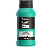 Liquitex 8870403 Basics Fluid - Peinture acrylique à consistance fluide, à séchage rapide, résistante à la lumière, imperméable, à base d'eau, Flacon de 118 ml, Vert d'Eau Eclatant