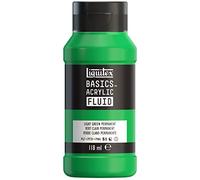 Liquitex 8870406 Basics Fluid - Peinture acrylique à consistance fluide, à séchage rapide, résistante à la lumière, imperméable, à base d'eau, Flacon de 118 ml, Vert Clair Permanent