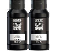 Liquitex 8870417 Basics Fluid - Peinture acrylique à consistance fluide, à séchage rapide, résistante à la lumière, imperméable, à base d'eau, Flacon de 118 ml, Noir de Mars (Lot de 2)