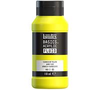 Liquitex 8870422 Basics Fluid - Peinture acrylique à consistance fluide, à séchage rapide, résistante à la lumière, imperméable, à base d'eau, Flacon de 118 ml, Jaune Fluorescent