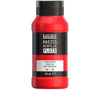 Liquitex Peinture acrylique Basics Fluid 8870424 – fluide, séchage rapide, 118 ml Rouge fluorescent