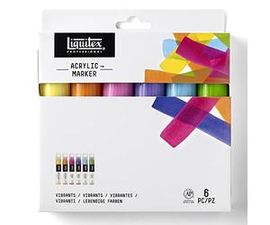 Liquitex 993421 Set 6 Paint Marker Vibrant Pointe Large, Résine Acrylique, 15mm