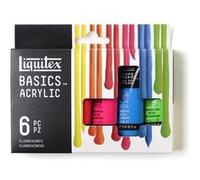 Liquitex Basics - Ensemble de peinture - peinture acrylique - 6 couleurs - bleu fluorescent, vert fluorescent, orange fluorescent, rose fluorescent, rouge fluo, jaune fluorescent - satin - fine - 22 m