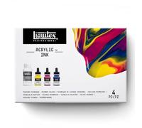 Liquitex Professional Encre Acrylique Flacon Set 3X30ml Couleurs Primaires + médium de lissage 118ml