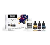 Liquitex Professional Encre Acrylique Flacon Set 3X30ml Couleurs Profondes + médium de lissage 118ml