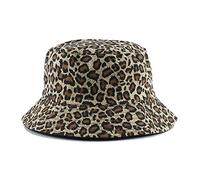 liqun Chapeau De Seau Imprimé Léopard Chapeau De Pêcheur Réversible Chapeau De Voyage en Plein Air Chapeaux De Casquette De Soleil pour Hommes Et Femmes, Léopard Kaki