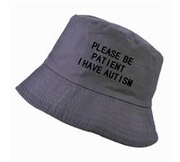 liqun s'il Vous Plaît Soyez Patient, J'Ai l'Autisme Lettre Impression Chapeau De Seau Hommes Femmes Chapeaux De Pêcheur Été en Plein Air Chasse Casquette De Pêche Harajuku, Gris