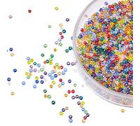 LiQunSweet Lot de 12/0 - 3000 perles rondes en verre de 2 mm - Couleurs transparentes - Arc-en-ciel - Couleurs mélangées - Petites perles d'espacement pour la fabrication de bijoux