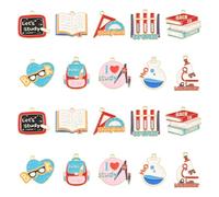 LiQunSweet Lot de 40 breloques en émail sur le thème de la rentrée scolaire | Lot de 10 breloques en alliage doré pour livre d'école pour enseignant, remise de diplôme, bracelet, collier