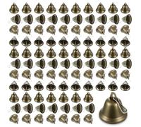 LIQWEI Lot de 100 clochettes vintage en laiton pour travaux manuels, grelots vintage avec crochets à ressort pour Noël, carillon éolien, apprentissage de la propreté, sonnette à suspendre (3,8 x 4,9
