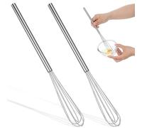 LIQWEI Lot de 2 petits fouets manuels de 28 cm de long, petit fouet en acier inoxydable pour mélanger la pâte, battre les blancs d'œufs, battre le beurre, remuer la crème
