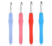 LIQWEI Lot de 4 crochets ergonomiques de différentes couleurs avec poignée douce pour débutants pour tricoter pulls, écharpes et chapeaux 7 mm, 8 mm, 9 mm, 10 mm