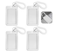 LIQWEI Lot de 4 porte-cartes photo, porte-clés, porte-badges d'identité, bus, cartes de crédit, cartes bancaires, cartes d'étudiant, protection photo (bord droit, blanc)