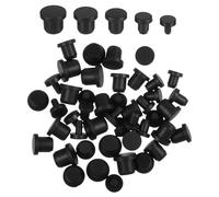 LIQWEI Lot de 50 bouchons de trou en caoutchouc de silicone, 5 tailles de bouchons en plastique, noir, haute température, trous de type T pour revêtement en poudre, bouchons étanches pour pots de